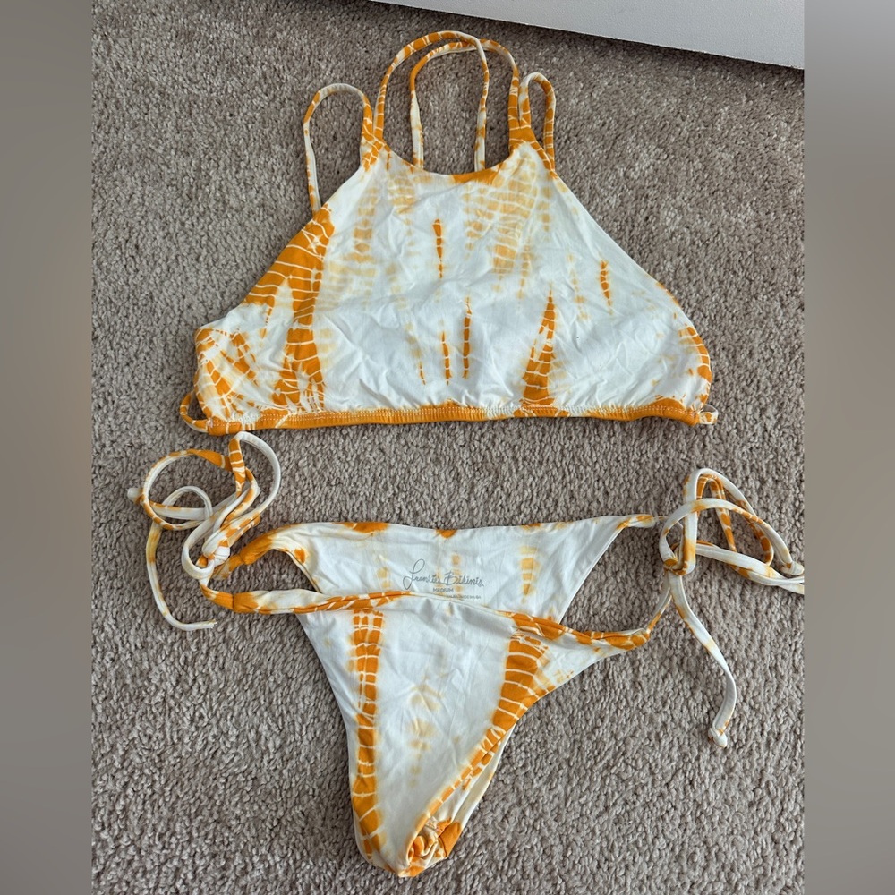 Frankie’s Orange and White Tie-Dye Bikini Set Size Medium